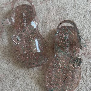 Carter's Sparkling Clear Pink Jelly Sandals with Multicolor Glitter